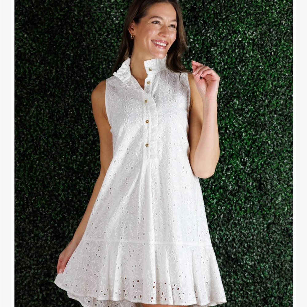 Sara Campbell Ivory Textured Button-Front Dress